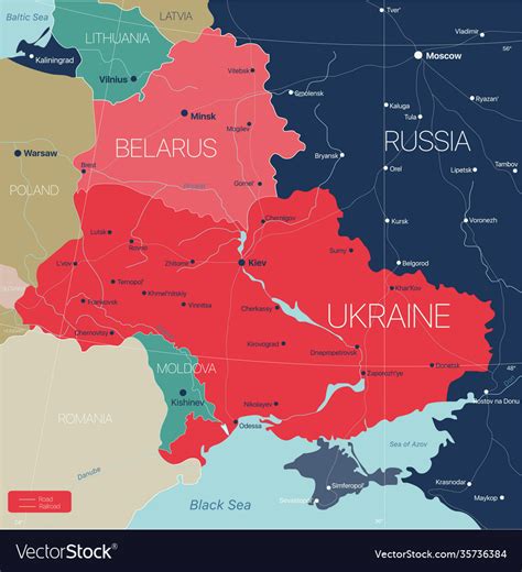 Belarus And Ukraine Countries Detailed Editable Vector Image