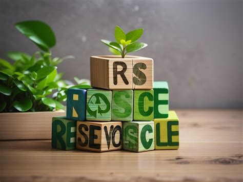 Premium Ai Image Words Reduce Reuse Recycle On A Wooden Cube