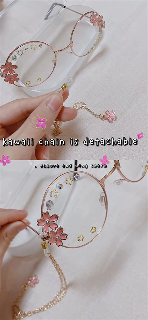 mbvbn kawaii glasses with chain kawaii accessories glass case included cute glasses cosplay