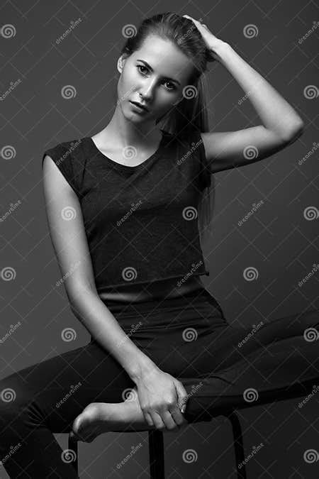 Fashion Model With Long Hair Young European Stock Photo Image Of