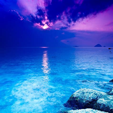 Crystal Blue Ocean And Lavender Sky Blue Ocean Ocean Ocean Wallpaper