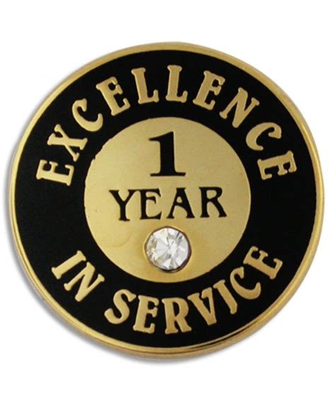 Pinmarts Plated Excellence In Service Enamel Lapel Pin W Rhinestone