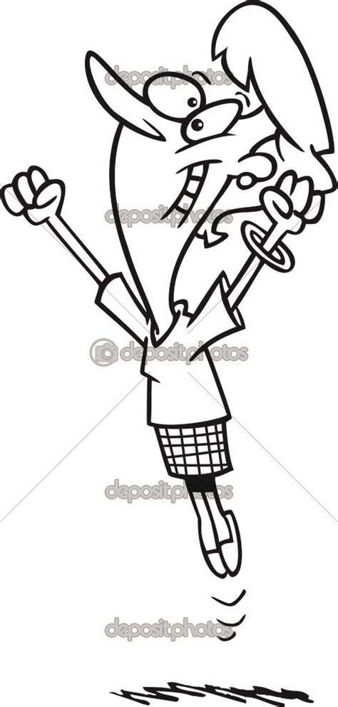 Picture Cartoon Of A Woman Jumping For Joy Cartoon Woman Jumping In Joy — Stock Vector