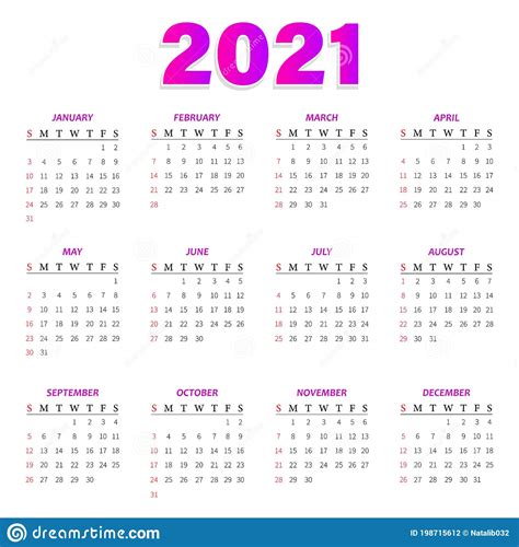 Calendario 2021 Ilustraciones Vectoriales Stock De Ilustración Ilustración De Modelo