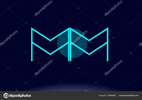 Mm M M Blue Line Circle Alphabet Letter Logo Icon Template Vecto Stock