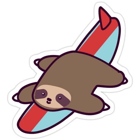 Surfing Sloth Stickers By Saradaboru Redbubble