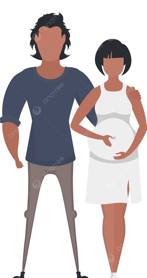 Pregnant Couple Isolated On White Background Happy Pregnancy Illustration Vector Background