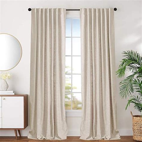 Jinchan Beige Cotton Curtains For Bedroom Solid Cotton