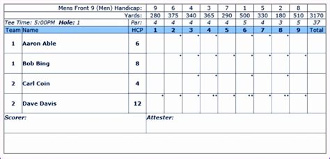 Fillable printable blank golf score sheet. 6 Golf Scorecard Template Excel - Excel Templates