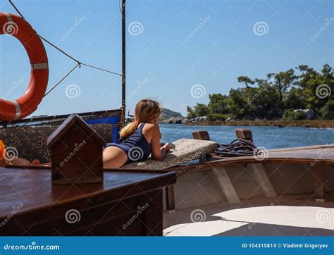 The Girl On The Boat Sunbathing Editorial Stock Image Image Of Travel