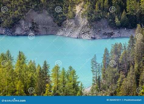 Turquoise Alpine Lake In Swiss National Park Switzerland Stock Image