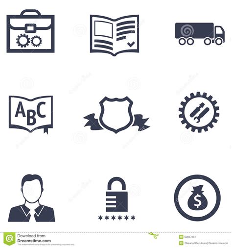 Icons Of Different Companies With Their Specialization Stock Vector