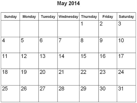 Image Gallery May 2014 Calendar