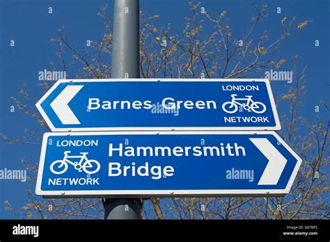 London Cycle Network Directions Signs Showing Routes To Hammersmith