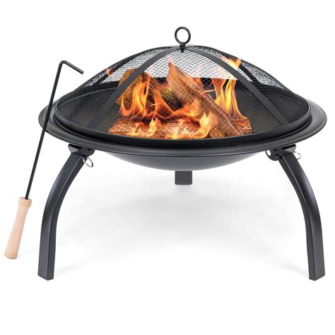 Best Choice Products 22in Folding Steel Fire Pit Portable Outdoor