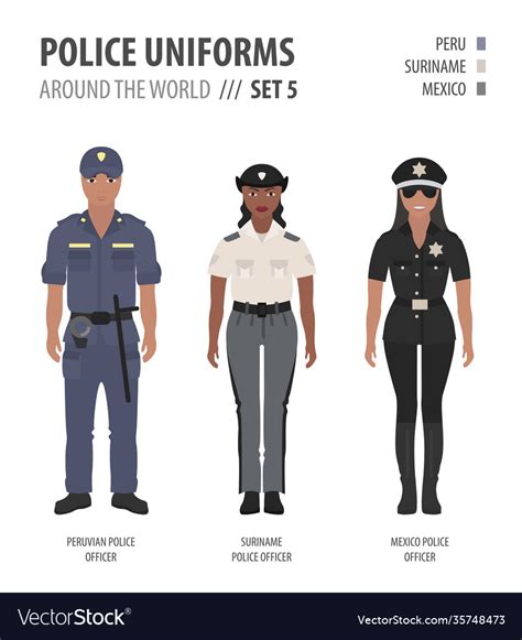 Police Uniforms Around World Suit Clothing Vector Image