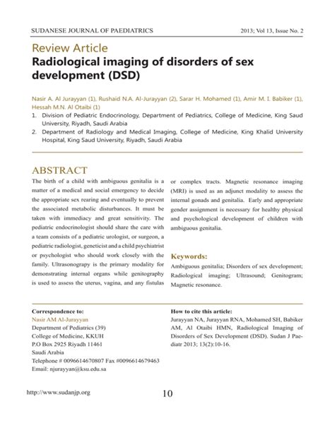 Radiological Imaging Of Disorders Of Sex Development