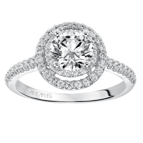 Looking for the perfect affordable engagement ring? 14kt White Gold and Double Diamond Halo Engagement ring by ...