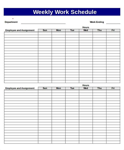 Extra Large Printable Blank Weekly Employee Schedule 10 Best Images