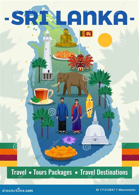 Sri Lanka Travel Poster Stock Vector Illustration Of Guide 171312847