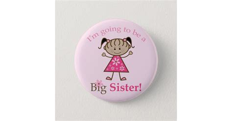 Big Sister To Be Stick Figure Girl Ethnic Pinback Button Zazzle