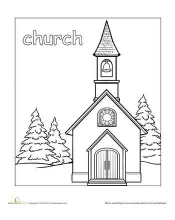 Color in this picture of a church and others with our library of online coloring pages. Paint the Town! | Coloring pages, Building crafts, Church