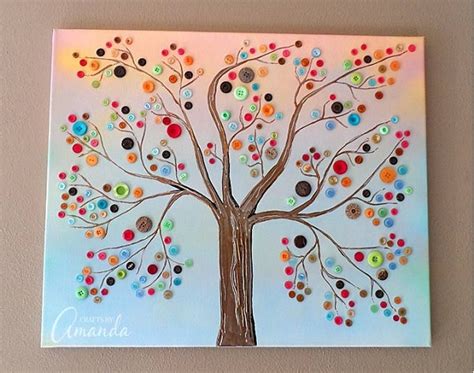 Tutorial Button Tree Canvas Art Sewing