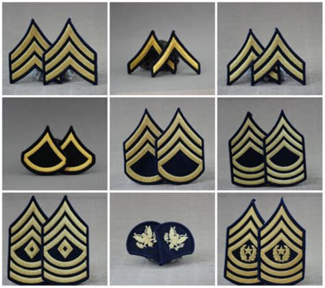 1lt Sgt Pfc New Male Asu Gold And Blue Military Army Sew On Jacket Rank