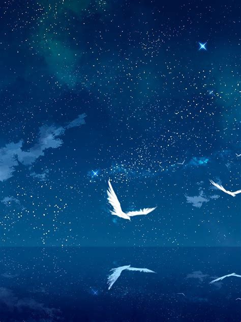 Ocean Night Sky Anime Wallpapers Wallpaper Cave