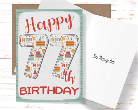 Happy 77th Birthday Card For Her Birthday Card For 77th Etsy