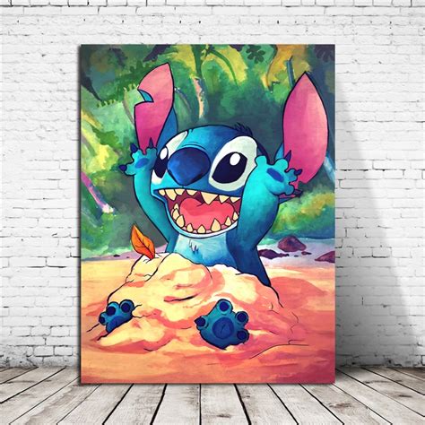 Lilo And Stitch Minimalist Watercolor Art Canvas Poster Painting Wall