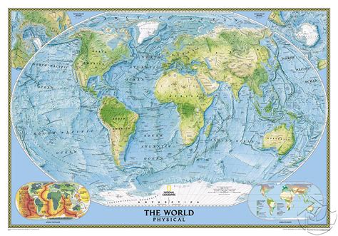 Фотообои Карты топографические Подробная карта Мира на английском