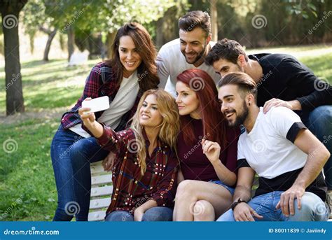 Group Of Friends Taking Selfie In Urban Background Stock Image Image