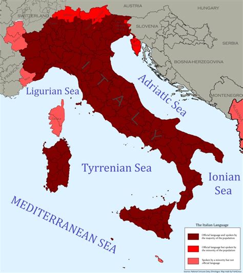 Map Very Detailed Map Of The Italian Language New Italian Language