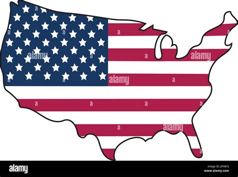 American Flag In Shape Of The United States Of America In Vector Stock