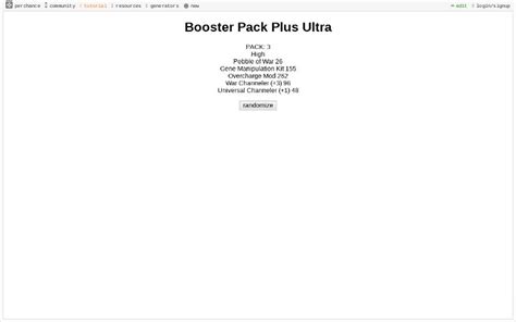 Booster Pack Plus Ultra ― Perchance Generator