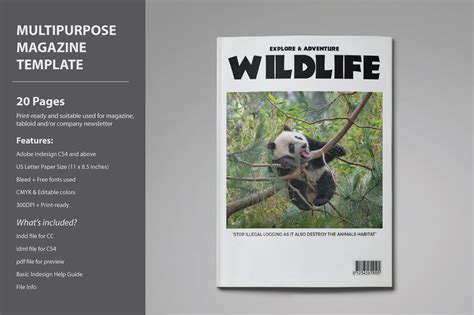 Wildlife Magazine Template ~ Magazine Templates ~ Creative