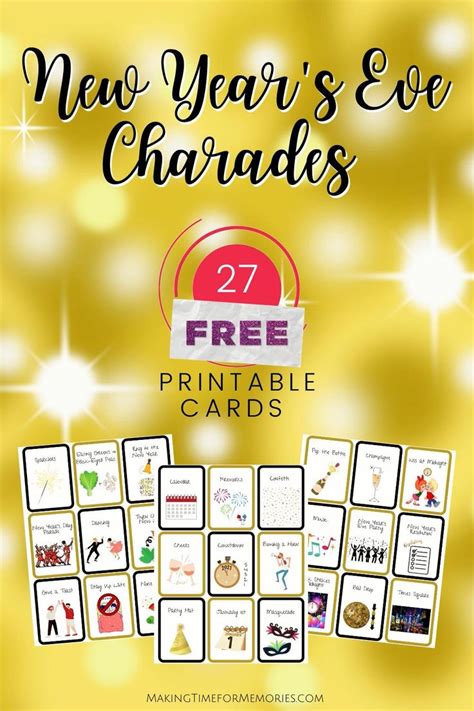 Printable New Year S Eve Charades Cards Video New Years Eve