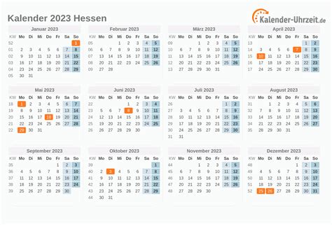 Feiertage 2023 Hessen + Kalender