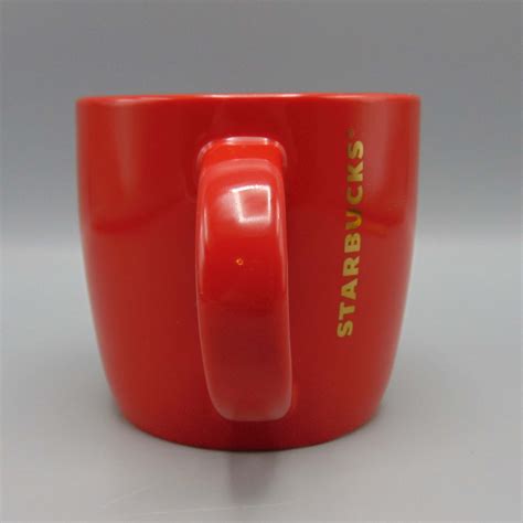 2017 Starbucks 14 Oz Ceramic Coffee Mug Red Wgolden Logo Holiday Kc