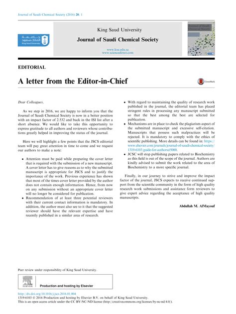 Pdf A Letter From The Editor In Chief
