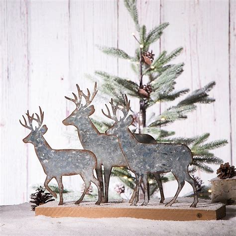 Glitzhome Galvanized Metal Reindeer Table Décor Silver Add A Festive Touch To Your Home During