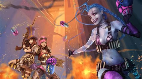 Download Wallpaper Fanart Jinx Caitlyn And Vi Girl Party Full Hd On