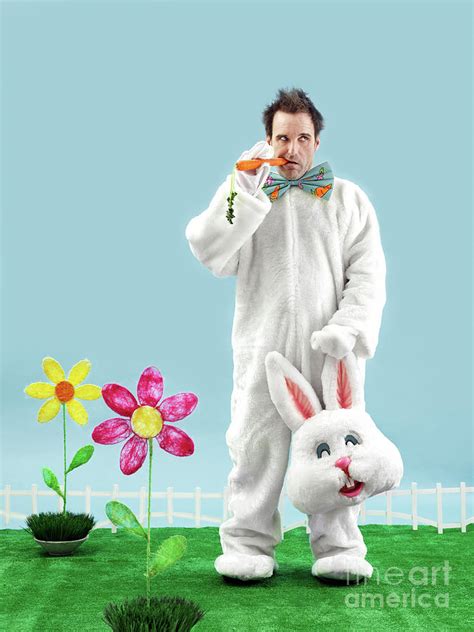 man wearing a bunny costume photograph by lise gagne