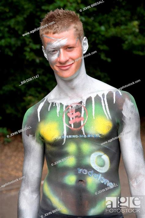 Man In Body Paint At Nottinghams 2005 Gay Pride Lesbian Festival Held