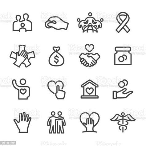 Charity Icon Set Line Series Stock Illustration Download Image Now
