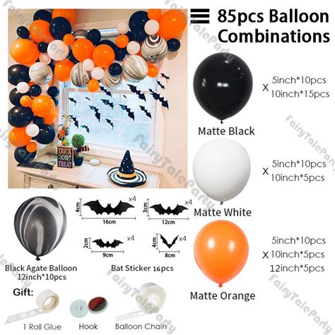 85pcs Bat Halloween Balloon Arch Kit Black Orange Bow Of Etsy