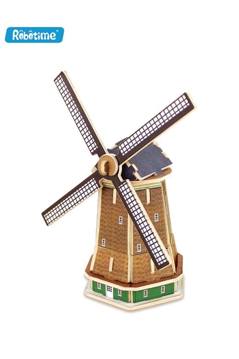 3d wooden toy puzzle by robotime mj208 holland windmill assembled size 170 92