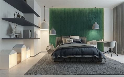 Olive Green Accent Wall Bedroom