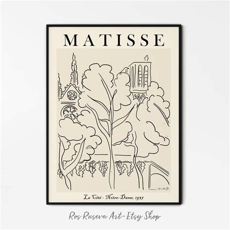 Notre Dame Henri Matisse Print One Line Drawing Matisse Etsy Framed